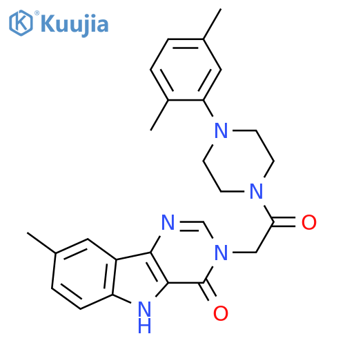 3-{2-[4-(2,5-dimethylphenyl)piperazin-1-yl]-2-oxoethyl}-8-methyl-3H,4H,5H-pyrimido[5,4-b]indol-4-one structure