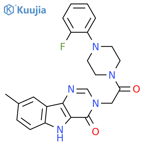 3-{2-[4-(2-fluorophenyl)piperazin-1-yl]-2-oxoethyl}-8-methyl-3H,4H,5H-pyrimido[5,4-b]indol-4-one structure