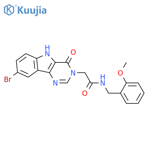 2-{8-bromo-4-oxo-3H,4H,5H-pyrimido[5,4-b]indol-3-yl}-N-[(2-methoxyphenyl)methyl]acetamide structure