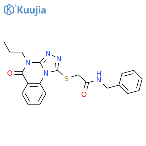 N-benzyl-2-({5-oxo-4-propyl-4H,5H-[1,2,4]triazolo[4,3-a]quinazolin-1-yl}sulfanyl)acetamide structure
