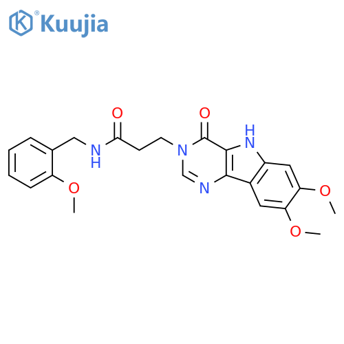 3-{7,8-dimethoxy-4-oxo-3H,4H,5H-pyrimido[5,4-b]indol-3-yl}-N-[(2-methoxyphenyl)methyl]propanamide structure