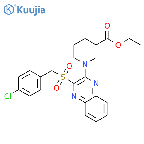 ethyl 1-{3-[(4-chlorophenyl)methanesulfonyl]quinoxalin-2-yl}piperidine-3-carboxylate structure