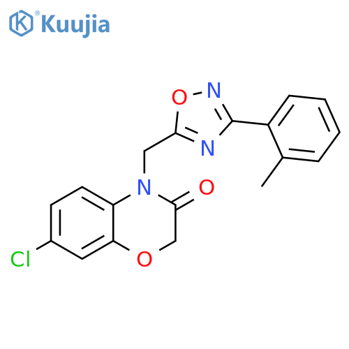 7-chloro-4-{[3-(2-methylphenyl)-1,2,4-oxadiazol-5-yl]methyl}-3,4-dihydro-2H-1,4-benzoxazin-3-one structure