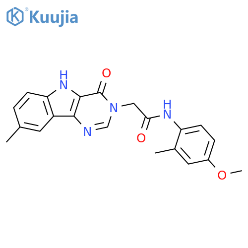 N-(4-methoxy-2-methylphenyl)-2-{8-methyl-4-oxo-3H,4H,5H-pyrimido[5,4-b]indol-3-yl}acetamide structure