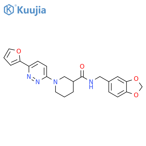 N-[(2H-1,3-benzodioxol-5-yl)methyl]-1-[6-(furan-2-yl)pyridazin-3-yl]piperidine-3-carboxamide structure