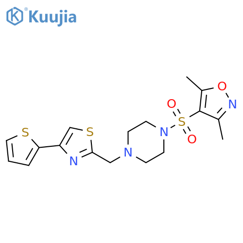 1-(3,5-dimethyl-1,2-oxazol-4-yl)sulfonyl-4-{4-(thiophen-2-yl)-1,3-thiazol-2-ylmethyl}piperazine structure
