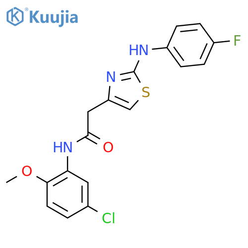N-(5-chloro-2-methoxyphenyl)-2-{2-[(4-fluorophenyl)amino]-1,3-thiazol-4-yl}acetamide structure