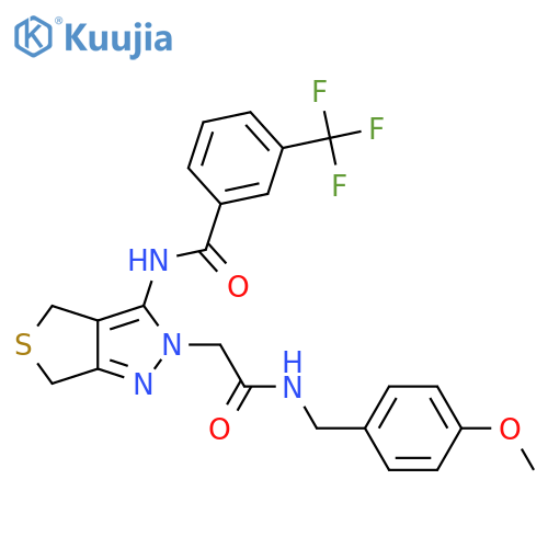 N-2-({(4-methoxyphenyl)methylcarbamoyl}methyl)-2H,4H,6H-thieno3,4-cpyrazol-3-yl-3-(trifluoromethyl)benzamide structure