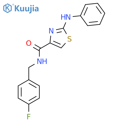 N-(4-fluorophenyl)methyl-2-(phenylamino)-1,3-thiazole-4-carboxamide structure