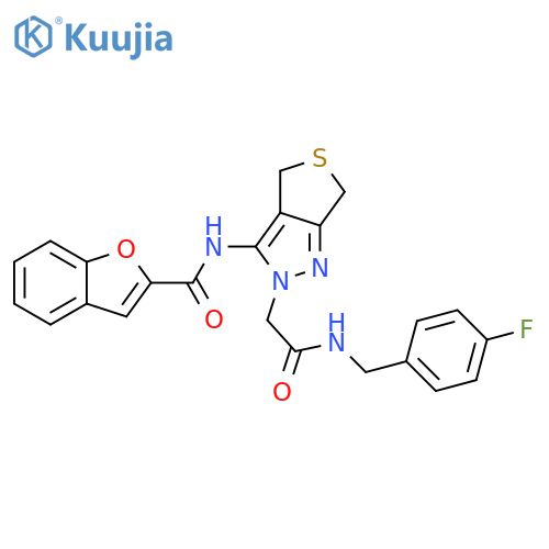 N-2-({(4-fluorophenyl)methylcarbamoyl}methyl)-2H,4H,6H-thieno3,4-cpyrazol-3-yl-1-benzofuran-2-carboxamide structure