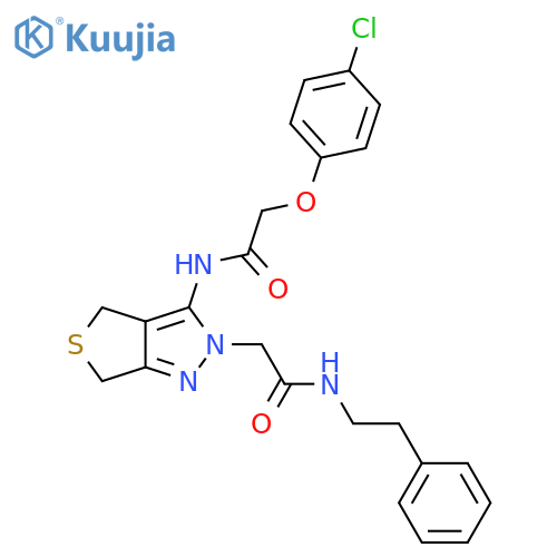 2-(4-chlorophenoxy)-N-(2-{(2-phenylethyl)carbamoylmethyl}-2H,4H,6H-thieno3,4-cpyrazol-3-yl)acetamide structure