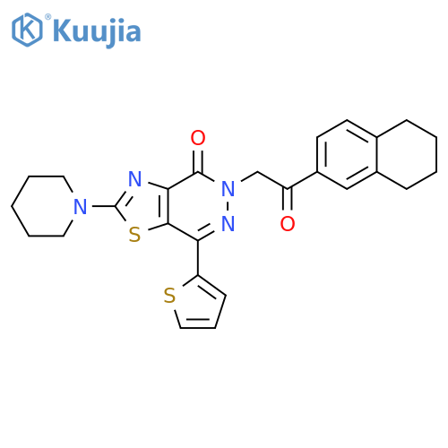 5-[2-oxo-2-(5,6,7,8-tetrahydronaphthalen-2-yl)ethyl]-2-(piperidin-1-yl)-7-(thiophen-2-yl)-4H,5H-[1,3]thiazolo[4,5-d]pyridazin-4-one structure