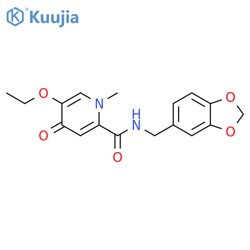 N-(2H-1,3-benzodioxol-5-yl)methyl-5-ethoxy-1-methyl-4-oxo-1,4-dihydropyridine-2-carboxamide structure