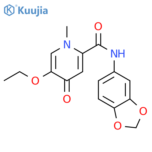N-(2H-1,3-benzodioxol-5-yl)-5-ethoxy-1-methyl-4-oxo-1,4-dihydropyridine-2-carboxamide structure