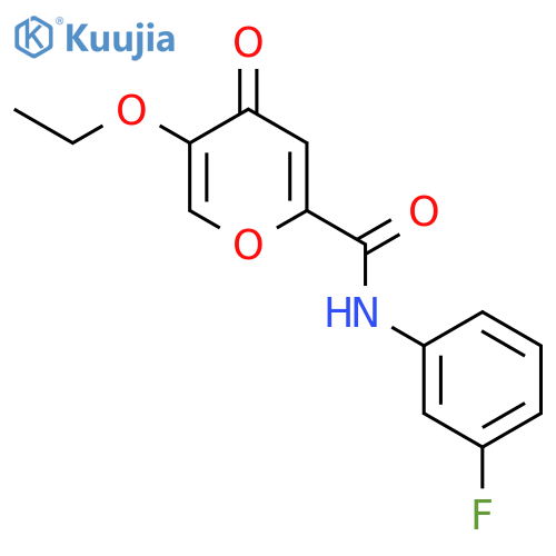 5-ethoxy-N-(3-fluorophenyl)-4-oxo-4H-pyran-2-carboxamide structure
