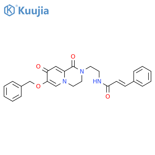 (2E)-N-{2-7-(benzyloxy)-1,8-dioxo-1H,2H,3H,4H,8H-pyrido1,2-apyrazin-2-ylethyl}-3-phenylprop-2-enamide structure