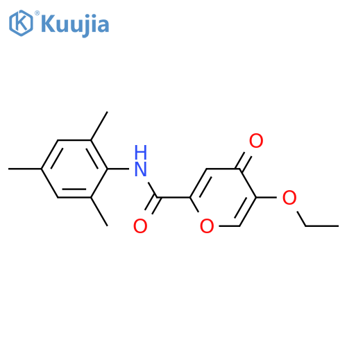 5-ethoxy-4-oxo-N-(2,4,6-trimethylphenyl)-4H-pyran-2-carboxamide structure