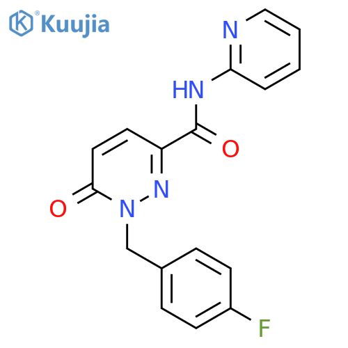 1-(4-fluorophenyl)methyl-6-oxo-N-(pyridin-2-yl)-1,6-dihydropyridazine-3-carboxamide structure