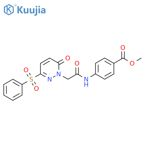 methyl 4-{2-[3-(benzenesulfonyl)-6-oxo-1,6-dihydropyridazin-1-yl]acetamido}benzoate structure