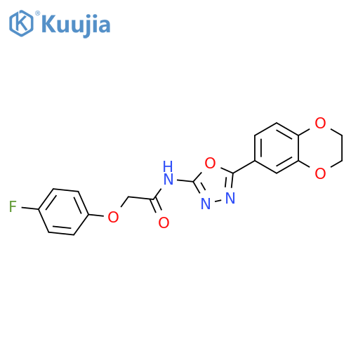 N-5-(2,3-dihydro-1,4-benzodioxin-6-yl)-1,3,4-oxadiazol-2-yl-2-(4-fluorophenoxy)acetamide structure