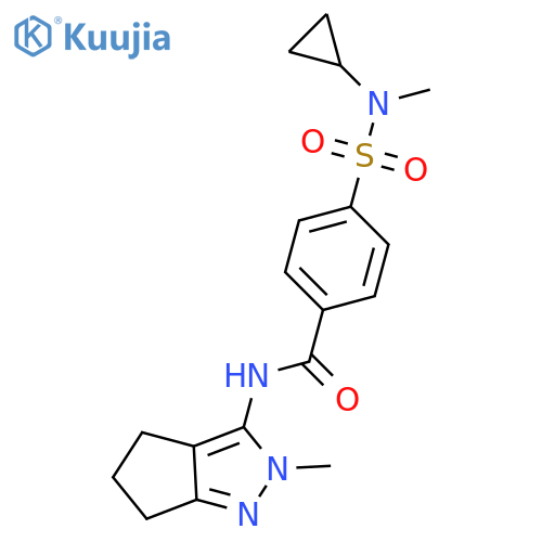 4-cyclopropyl(methyl)sulfamoyl-N-{2-methyl-2H,4H,5H,6H-cyclopentacpyrazol-3-yl}benzamide structure