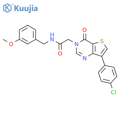 2-[7-(4-chlorophenyl)-4-oxo-3H,4H-thieno[3,2-d]pyrimidin-3-yl]-N-[(3-methoxyphenyl)methyl]acetamide structure
