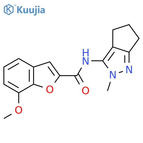 7-methoxy-N-{2-methyl-2H,4H,5H,6H-cyclopenta[c]pyrazol-3-yl}-1-benzofuran-2-carboxamide structure