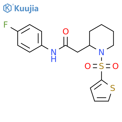N-(4-fluorophenyl)-2-[1-(thiophene-2-sulfonyl)piperidin-2-yl]acetamide structure
