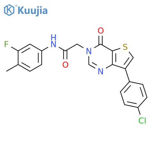 2-[7-(4-chlorophenyl)-4-oxo-3H,4H-thieno[3,2-d]pyrimidin-3-yl]-N-(3-fluoro-4-methylphenyl)acetamide structure