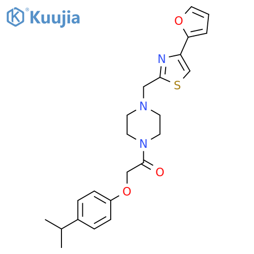 1-(4-{4-(furan-2-yl)-1,3-thiazol-2-ylmethyl}piperazin-1-yl)-2-4-(propan-2-yl)phenoxyethan-1-one structure