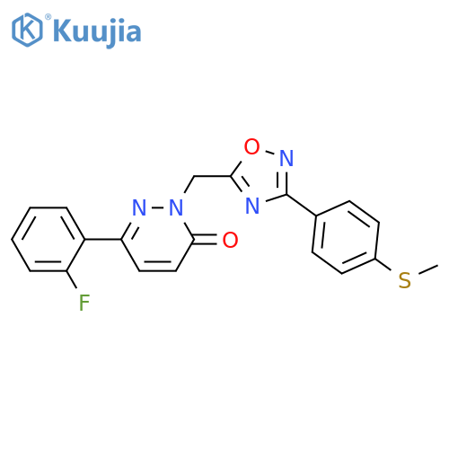 6-(2-fluorophenyl)-2-({3-[4-(methylsulfanyl)phenyl]-1,2,4-oxadiazol-5-yl}methyl)-2,3-dihydropyridazin-3-one structure