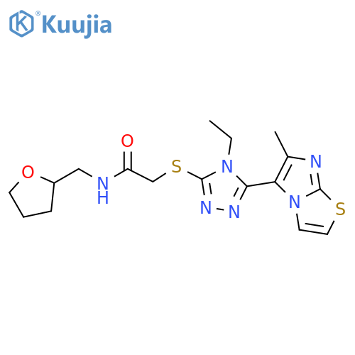 2-(4-ethyl-5-{6-methylimidazo2,1-b1,3thiazol-5-yl}-4H-1,2,4-triazol-3-yl)sulfanyl-N-(oxolan-2-yl)methylacetamide structure