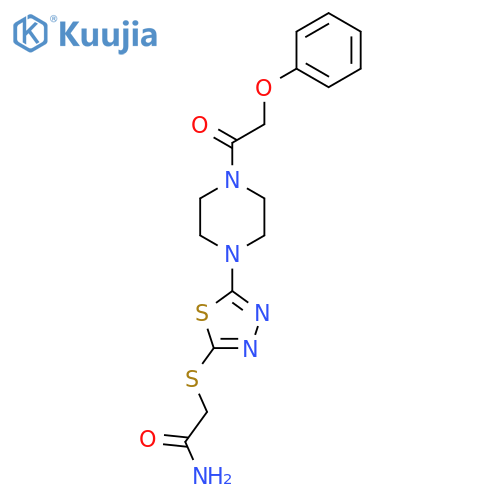 2-({5-4-(2-phenoxyacetyl)piperazin-1-yl-1,3,4-thiadiazol-2-yl}sulfanyl)acetamide structure