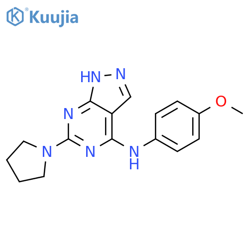 N-(4-methoxyphenyl)-6-(pyrrolidin-1-yl)-1H-pyrazolo3,4-dpyrimidin-4-amine structure