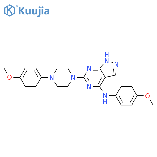 N-(4-methoxyphenyl)-6-[4-(4-methoxyphenyl)piperazin-1-yl]-1H-pyrazolo[3,4-d]pyrimidin-4-amine structure