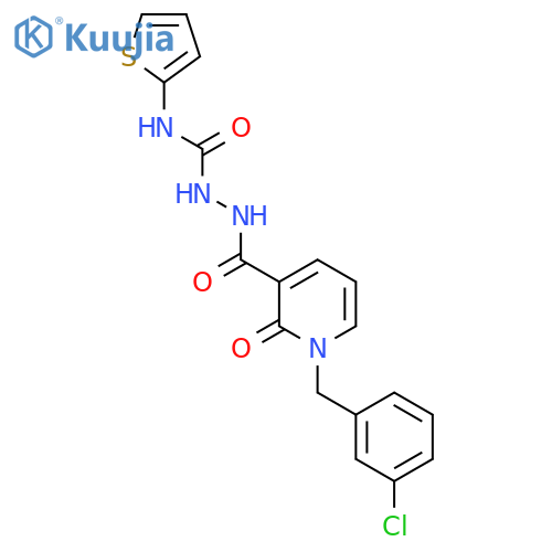 1-(3-chlorophenyl)methyl-2-oxo-N-{(thiophen-2-yl)carbamoylamino}-1,2-dihydropyridine-3-carboxamide structure