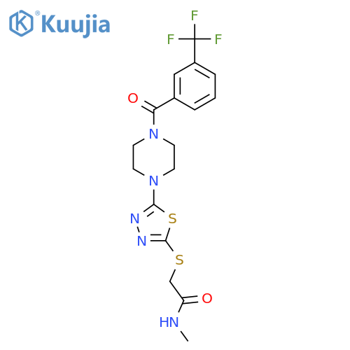 N-methyl-2-(5-{4-3-(trifluoromethyl)benzoylpiperazin-1-yl}-1,3,4-thiadiazol-2-yl)sulfanylacetamide structure