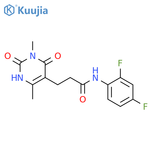 N-(2,4-difluorophenyl)-3-(3,6-dimethyl-2,4-dioxo-1,2,3,4-tetrahydropyrimidin-5-yl)propanamide structure