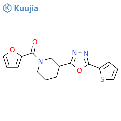 1-(furan-2-carbonyl)-3-5-(thiophen-2-yl)-1,3,4-oxadiazol-2-ylpiperidine structure