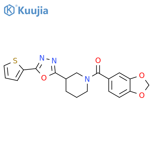 1-(2H-1,3-benzodioxole-5-carbonyl)-3-5-(thiophen-2-yl)-1,3,4-oxadiazol-2-ylpiperidine structure