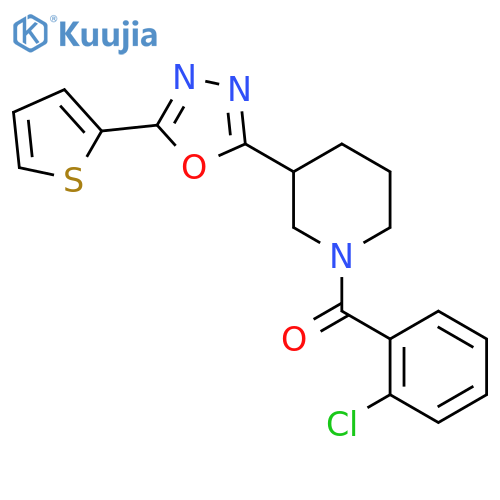 1-(2-chlorobenzoyl)-3-[5-(thiophen-2-yl)-1,3,4-oxadiazol-2-yl]piperidine structure