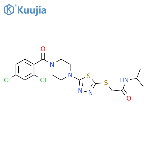 2-({5-4-(2,4-dichlorobenzoyl)piperazin-1-yl-1,3,4-thiadiazol-2-yl}sulfanyl)-N-(propan-2-yl)acetamide structure