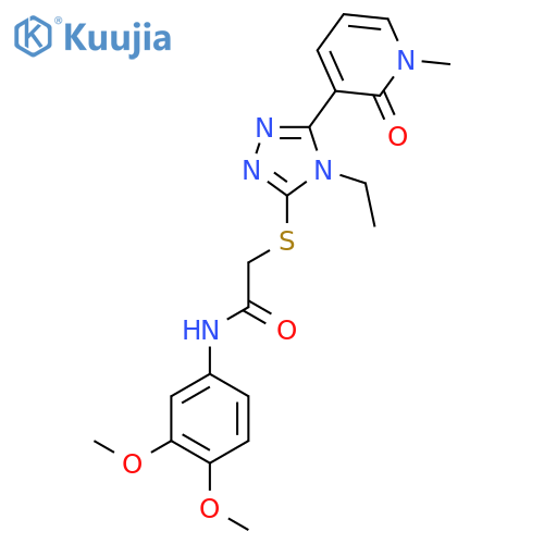 N-(3,4-dimethoxyphenyl)-2-{4-ethyl-5-(1-methyl-2-oxo-1,2-dihydropyridin-3-yl)-4H-1,2,4-triazol-3-ylsulfanyl}acetamide structure