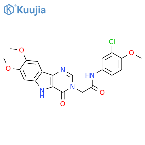N-(3-chloro-4-methoxyphenyl)-2-{7,8-dimethoxy-4-oxo-3H,4H,5H-pyrimido[5,4-b]indol-3-yl}acetamide structure