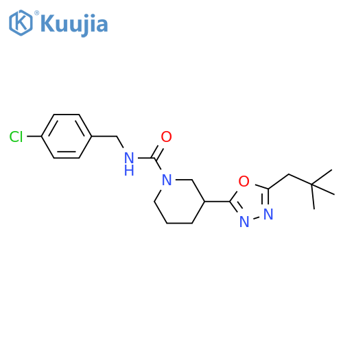 N-(4-chlorophenyl)methyl-3-5-(2,2-dimethylpropyl)-1,3,4-oxadiazol-2-ylpiperidine-1-carboxamide structure