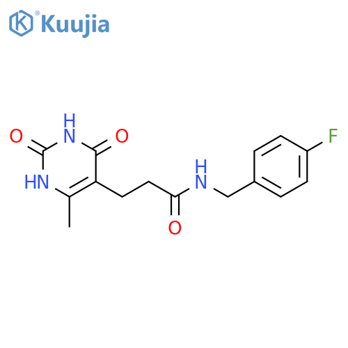 N-[(4-fluorophenyl)methyl]-3-(6-methyl-2,4-dioxo-1,2,3,4-tetrahydropyrimidin-5-yl)propanamide structure