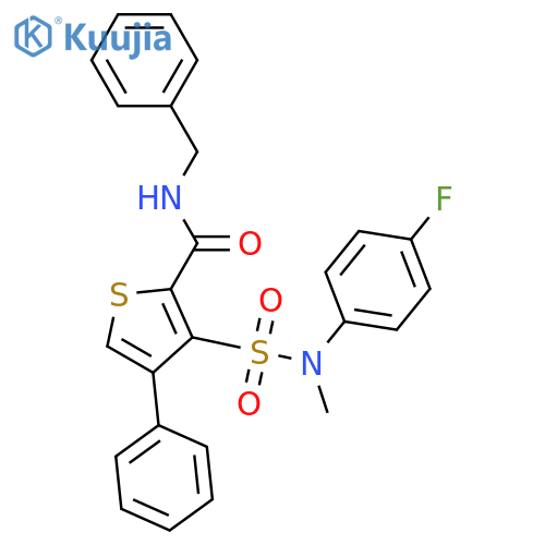 N-benzyl-3-[(4-fluorophenyl)(methyl)sulfamoyl]-4-phenylthiophene-2-carboxamide structure