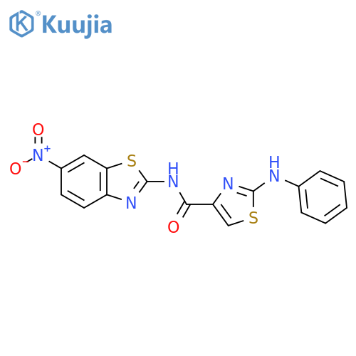 N-(6-nitro-1,3-benzothiazol-2-yl)-2-(phenylamino)-1,3-thiazole-4-carboxamide structure