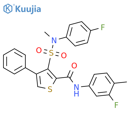 N-(3-fluoro-4-methylphenyl)-3-[(4-fluorophenyl)(methyl)sulfamoyl]-4-phenylthiophene-2-carboxamide structure