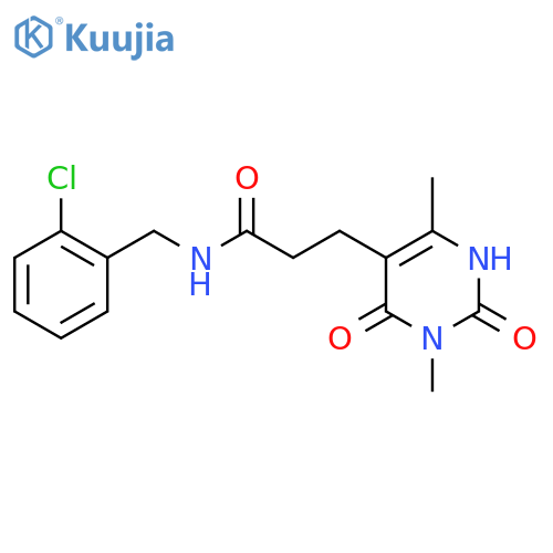 N-[(2-chlorophenyl)methyl]-3-(3,6-dimethyl-2,4-dioxo-1,2,3,4-tetrahydropyrimidin-5-yl)propanamide structure